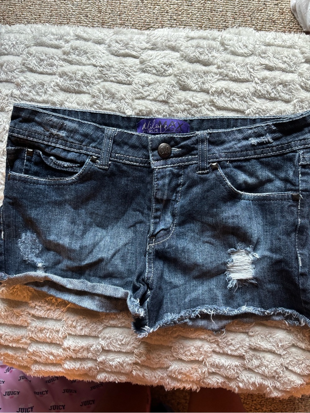 Miley Cyrus Denim Distressed Dark Blue Women's Shorts